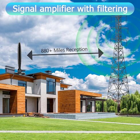 TV Antenna Digital Smart Indoor 650+ Miles Long Range Outdoor Antenna Amplifier Support All 4K 1080p Full HD Smart HDTVs/Old Television -16.4ft Coax Cable/AC Adapter, black- in Saudi Arabia