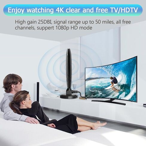 TV Antenna Digital Smart Indoor 650+ Miles Long Range Outdoor Antenna Amplifier Support All 4K 1080p Full HD Smart HDTVs/Old Television -16.4ft Coax Cable/AC Adapter, black- in Saudi Arabia