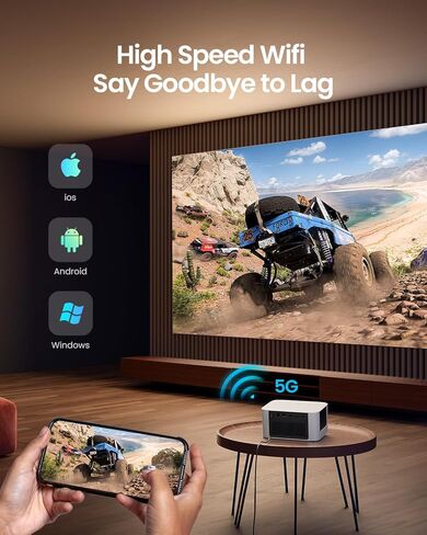 جهاز عرض Dangbei Neo Mini 1080P، 540 ISO Lumens، جهاز عرض محمول مرخص رسميًا من Netflix مع WiFi وBluetooth، ومكبرات صوت Dolby بقدرة 12 وات، والتركيز التلقائي، وتجنب الكائنات، وتكيف الشاشة in Kuwait