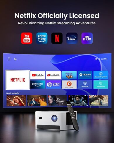 Dangbei Neo Mini Projector 1080P, 540 ISO Lumens, Netflix Officially-Licensed Portable Projector with WiFi and Bluetooth, 12W Dolby Audio Speakers, Auto Focus, Object Avoidance, Screen Adaption in Saudi Arabia