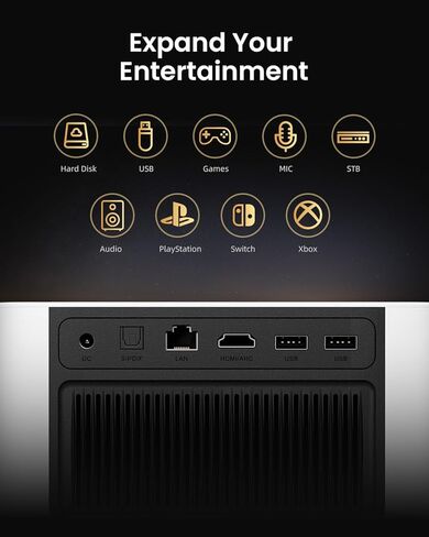 Dangbei Neo Mini Projector 1080P, 540 ISO Lumens, Netflix Officially-Licensed Portable Projector with WiFi and Bluetooth, 12W Dolby Audio Speakers, Auto Focus, Object Avoidance, Screen Adaption in Saudi Arabia