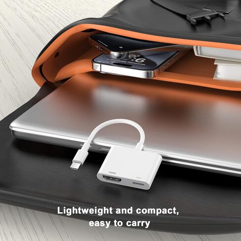 محول USB C إلى HDMI، محول USB 3.1 نوع C رقمي AV HDTV 4K@60 هرتز كابل موصل شاشة مزامنة HDMI مع منفذ شحن USB C 100 واط لهاتف iPhone 16/16 Plus/16 Pro/16 Pro Max/15/15 Plus/15 Pro/ 15 برو ماكس in Kuwait