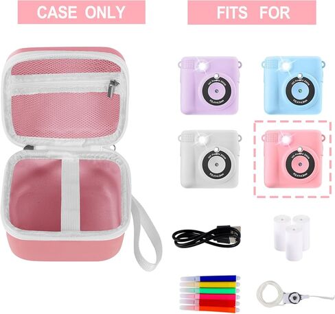 حقيبة كاميرا Lumus&Solem باللون الأرجواني للأطفال للكاميرات الفورية - حقيبة تخزين متوافقة مع كاميرات الفيديو الرقمية للفتيات والأطفال الصغار (الجراب فقط) in Kuwait