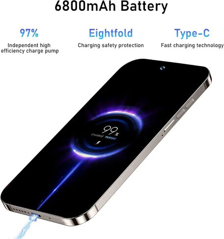 15PROMA X Smartphone,Android 13.0,Long Battery Life 6800mAh,16+512GB with 128GB Memory Card Cell Phone,6.8“ HD Screen,Dual SIM,5G/Face ID/Fingerprint Lock/GPS (Gold) in Saudi Arabia