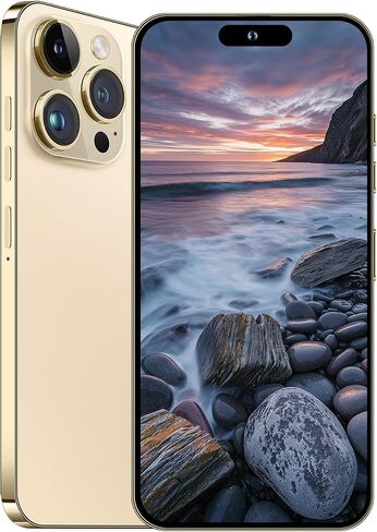15PROMA X Smartphone,Android 13.0,Long Battery Life 6800mAh,16+512GB with 128GB Memory Card Cell Phone,6.8“ HD Screen,Dual SIM,5G/Face ID/Fingerprint Lock/GPS (Gold) in Saudi Arabia