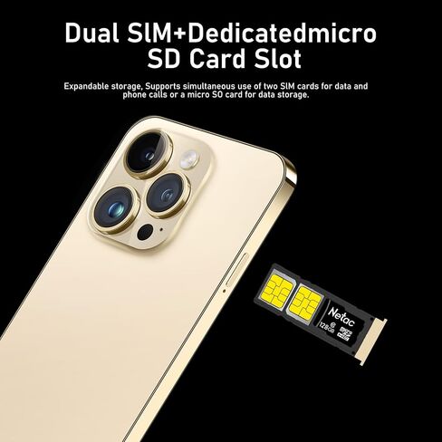15PROMA X Smartphone,Android 13.0,Long Battery Life 6800mAh,16+512GB with 128GB Memory Card Cell Phone,6.8“ HD Screen,Dual SIM,5G/Face ID/Fingerprint Lock/GPS (Gold) in Saudi Arabia
