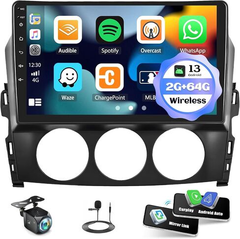 [2+64G] ستيريو سيارة AMprime Android 13 لسيارة Mazda MX-5 Miata 2006-2015 مع Carplay اللاسلكي وAndroid Auto، راديو سيارة بشاشة لمس 9 بوصة مع بلوتوث FM/RDS HiFi WiFi GPS مزدوج USB+كاميرا احتياطية in Saudi Arabia