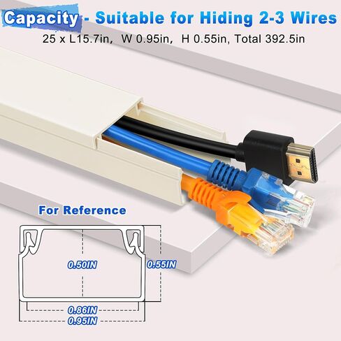 Wall Cable Hider to 3-4 Wires, LZEOY 172in Cord Hider for Wall Mount TV, White Cord Covers for Wires on Wall, Wall Cord Cover Wire Covers for Cords, Large Cable Management Kit 8xL15.7in W1.18in H0.6in in Kuwait