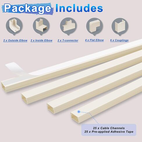 Wall Cable Hider to 3-4 Wires, LZEOY 172in Cord Hider for Wall Mount TV, White Cord Covers for Wires on Wall, Wall Cord Cover Wire Covers for Cords, Large Cable Management Kit 8xL15.7in W1.18in H0.6in in Kuwait