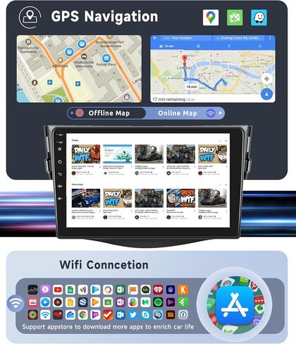 راديو سيارة 8 CORE 2G+64G Android 13 لسيارة Toyota RAV4 2007 2008 2009 2010 2011 مع Carplay اللاسلكي/Android Auto، شاشة لمس ستيريو 9 بوصة 1280 * 720P IPS، بلوتوث، GPS، WiFi، SWC، DSP+ HD in Saudi Arabia