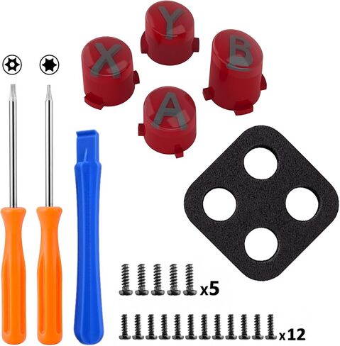 eXtremeRate ABXY Buttons for Xbox Series X & S Controller, Carmine Red & Clear & Classic Gray with Dark Gray Classic Symbols Action Buttons for Xbox One S/X, Elite Series 2 & 1 Wireless Controller in Saudi Arabia