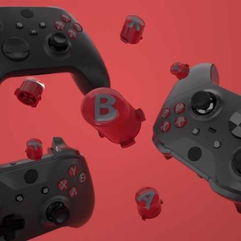 eXtremeRate ABXY Buttons for Xbox Series X & S Controller, Carmine Red & Clear & Classic Gray with Dark Gray Classic Symbols Action Buttons for Xbox One S/X, Elite Series 2 & 1 Wireless Controller in Saudi Arabia