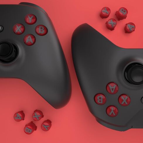 eXtremeRate ABXY Buttons for Xbox Series X & S Controller, Carmine Red & Clear & Classic Gray with Dark Gray Classic Symbols Action Buttons for Xbox One S/X, Elite Series 2 & 1 Wireless Controller in Saudi Arabia