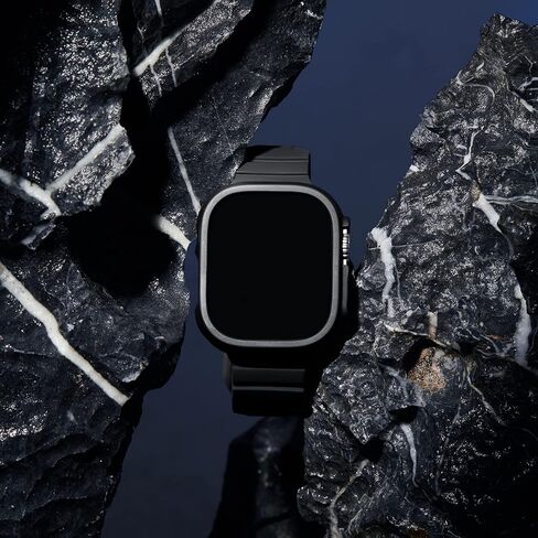 2+2 حافظة مناسبة وواقي شاشة متوافق مع Apple Watch Ultra 2/Ultra 49mm، طبقة حماية من الزجاج المقوى المقاوم للماء باللون الأسود ورفيعة للغاية من البولي كربونات لساعة iWatch Ultra 49mm in Kuwait