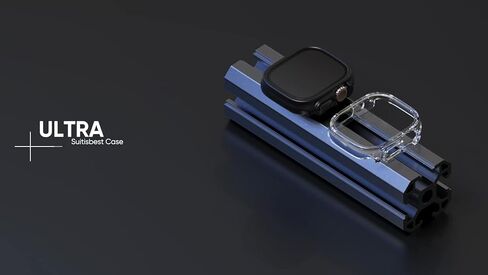 2+2 حافظة مناسبة وواقي شاشة متوافق مع Apple Watch Ultra 2/Ultra 49mm، طبقة حماية من الزجاج المقوى المقاوم للماء باللون الأسود ورفيعة للغاية من البولي كربونات لساعة iWatch Ultra 49mm in Kuwait