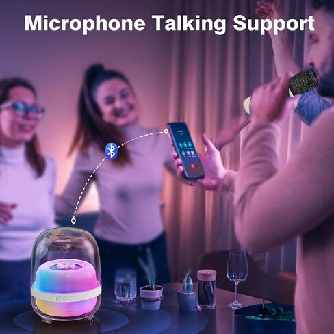 Karaoke Machine with 2 Wilreless Microphones,Portable Bluetooth Karaoke Speaker with LED Lights for Home Party, Birthday Gifts for Family and Friends (Black) in Saudi Arabia