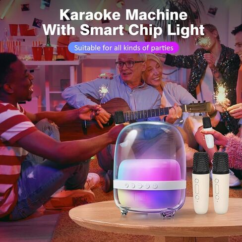 Karaoke Machine with 2 Wilreless Microphones,Portable Bluetooth Karaoke Speaker with LED Lights for Home Party, Birthday Gifts for Family and Friends (Black) in Saudi Arabia