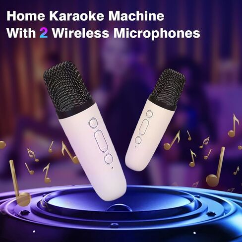 Karaoke Machine with 2 Wilreless Microphones,Portable Bluetooth Karaoke Speaker with LED Lights for Home Party, Birthday Gifts for Family and Friends (Black) in Saudi Arabia