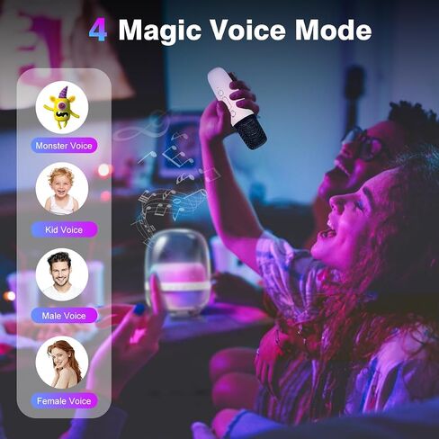 Karaoke Machine with 2 Wilreless Microphones,Portable Bluetooth Karaoke Speaker with LED Lights for Home Party, Birthday Gifts for Family and Friends (Black) in Saudi Arabia