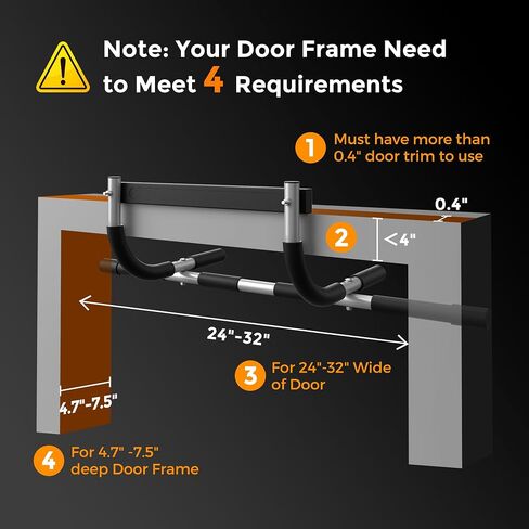 ONETWOFIT Pull Up Bar for Doorway, Adjustable Door Frame Chin Up Bar Portable Pull-Up Bar for Home Gym, Strength Training Upper Body Fitness Workout Exercise Bar With Exercise Assistance Band in Saudi Arabia