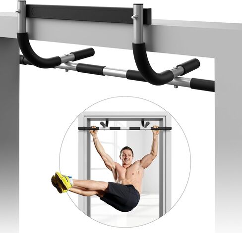 ONETWOFIT Pull Up Bar for Doorway, Adjustable Door Frame Chin Up Bar Portable Pull-Up Bar for Home Gym, Strength Training Upper Body Fitness Workout Exercise Bar With Exercise Assistance Band in Saudi Arabia