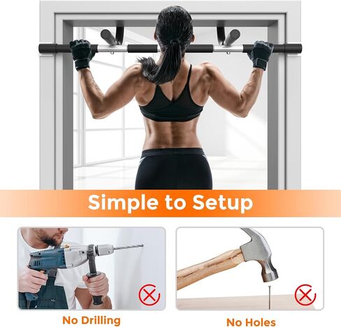 ONETWOFIT Pull Up Bar for Doorway, Adjustable Door Frame Chin Up Bar Portable Pull-Up Bar for Home Gym, Strength Training Upper Body Fitness Workout Exercise Bar With Exercise Assistance Band in Saudi Arabia