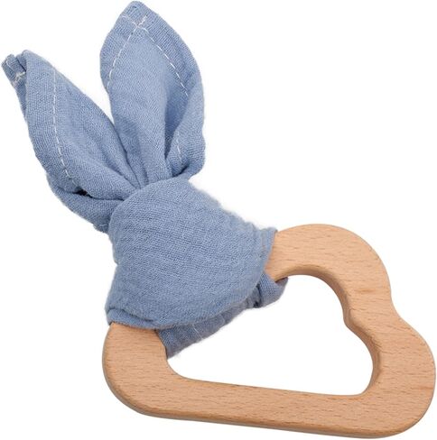Childlike Behavior Wooden Cloud Teether - 3x3-Inch Wooden Teething Ring with Soft and Hard Surfaces and Drool Absorbent Cloth - Wooden Teether for Baby's Teething and Develop Hand-Eye Coordination in Saudi Arabia