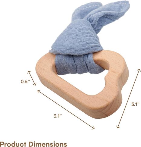 Childlike Behavior Wooden Cloud Teether - 3x3-Inch Wooden Teething Ring with Soft and Hard Surfaces and Drool Absorbent Cloth - Wooden Teether for Baby's Teething and Develop Hand-Eye Coordination in Saudi Arabia