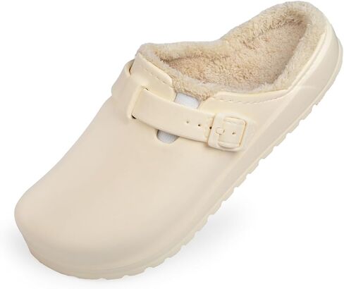 Harssidanzar Womens Lined Clogs Winter Fleece Breathable Walking Garden Shoes Warm Non-Slip Mule Footwear HL206US in Saudi Arabia