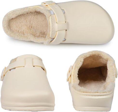 Harssidanzar Womens Lined Clogs Winter Fleece Breathable Walking Garden Shoes Warm Non-Slip Mule Footwear HL206US in Saudi Arabia