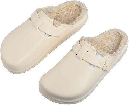 Harssidanzar Womens Lined Clogs Winter Fleece Breathable Walking Garden Shoes Warm Non-Slip Mule Footwear HL206US in Saudi Arabia