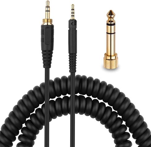 كابل صوت HD598 بديل لسماعات الرأس ملفوف 6.35 مم سلك تمديد محول كابل Aux لسماعات Sennheiser HD598 HD599 HD569 HD579 HD558 HD518 (أسود/1.2 متر) in Saudi Arabia