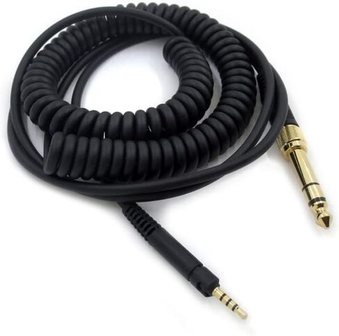 كابل صوت HD598 بديل لسماعات الرأس ملفوف 6.35 مم سلك تمديد محول كابل Aux لسماعات Sennheiser HD598 HD599 HD569 HD579 HD558 HD518 (أسود/1.2 متر) in Saudi Arabia