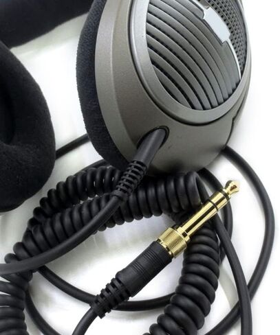 كابل صوت HD598 بديل لسماعات الرأس ملفوف 6.35 مم سلك تمديد محول كابل Aux لسماعات Sennheiser HD598 HD599 HD569 HD579 HD558 HD518 (أسود/1.2 متر) in Saudi Arabia