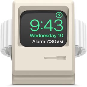elago W3 Stand Compatible with Apple Watch Ultra2/Ultra/10/9/8/7/6/5/4/3/2/1/SE (49mm, 46mm, 45mm, 44mm,42mm) (Classic White) - Classic Monitor Design, Compatible with Nightstand Mode