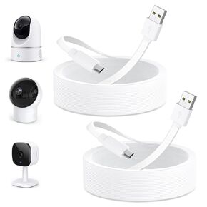delilyn 2Pack 25ft Micro USB Extension Cable Compatible with eufy Security Indoor Cam E220/P24, Flat Power Cable for eufy Security Indoor Cam C120, Weatherproof Charging Cord with 24* Cable Clips in Kuwait