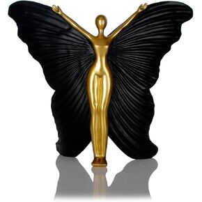 Golden Fairy Statues and Figurines Indoor Table Decor - Abstract Modern Home Sculpture - Resin Fairyland Fairy Statue for Home Office and Bedroom Dresser Decor