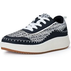 Women Crochet Platform Chunky Sneakers Comfortable Casual Tennis Shoes Fashion Sneaker Chunky Walking Shoes