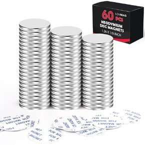 LOVIMAG Neodymium Fridge Magnets, 25x2mm Waterproof Strong Rare Earth Magnets, Powerful Refrigerator Magnets with Adhesive Backing for Craft, DIY, Office, Kitchen, Whiteboard Magnets - 20 Pack