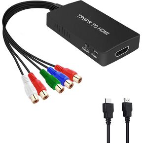Component to HDMI Converter,YPbPr to HDMI Adapter, Supports 1080P Video Audio Converter Adapter for DVD PSP Xbox PS2 N64 to HDTV Monitor and Projector