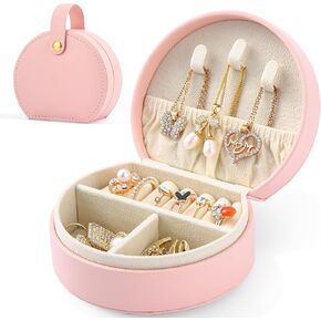 Wise Friends Small Jewelry Case for TS Fans, Music Lover Gifts-Portable Jewelry Case for Ring, Necklace, Bracelet, Earring Organizer Storage Holder Boxes ewelry Box. (pink)