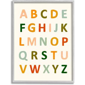 Stupell Industries ABC Letter Chart Soft Terracotta Earth Tone Alphabet, Designed by Victoria Borges Gray Framed Wall Art, 11 x 14, Multi-Color