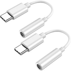 2 حزمة USB C إلى 3.5 ملم محول مقبس سماعة الرأس لهاتف iPhone 16/16 Pro/15/15/15 Pro Max/15 Plus، سلك كابل Aux Dongle من النوع C متوافق مع iPad وSamsung Galaxy S24/S23/S22 Ultra، ماك بوك، بكسل