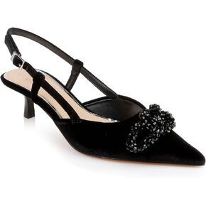 Jewel Badgley Mischka Tabitha Velvet Slingback Kitten Heels