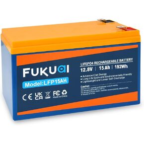 Fukuai 12V 7.2Ah Lithium LiFePO4 Deep Cycle Battery, 2000+ Cycles Rechargeable Battery Built-in BMS,Lithium Iron Phosphate Battery for Solar/Wind Power, UPS,Scooters, Fish Finder,Power Wheels