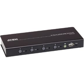 ATEN CS724KM 4 Port USB Up to 16 Monitors, 4 Computers PC Keyboard Mouse KM Switch for PC and Linux Desktop Workstations, Boundless, Includes 4X USB Cables 4X Audio Cables 6ft
