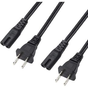 VSEER 2-Pack 2-Slot Non-Polarized UL Listed SPT2 18AWG Universal Replacement Power Cord (NEMA 1-15P to IEC C7),White (3FT)