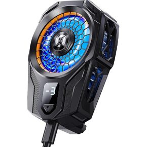 Cell Phone Cooler for Gaming Comvin,Mobile Phone Cooling Fan with Dual Mode/Temperature Display/LED Light/Ultra Quiet, Supports Devices for 67-88mm Width iOS/Android Semiconductor Heatsink Cooling