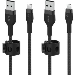 كابل Belkin BoostCharge Pro Flex Braided USB من النوع A إلى Lightning (1M/3.3FT)، كابل شحن معتمد من MFi لأجهزة iPhone 14، 13، 12، 11، Pro، Max، Mini، SE، iPad - أبيض in Saudi Arabia
