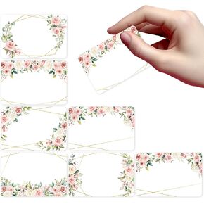 Whaline 180Pcs Floral Name Tag Stickers Pink Flower Rectangle Nameplate Stickers Classroom Bulletin Board Decoration Label Decal for Office School Desk Wall Message Board, 6 Designs